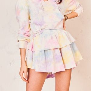 Loveshackfancy ruffle mini skirt in tie dye